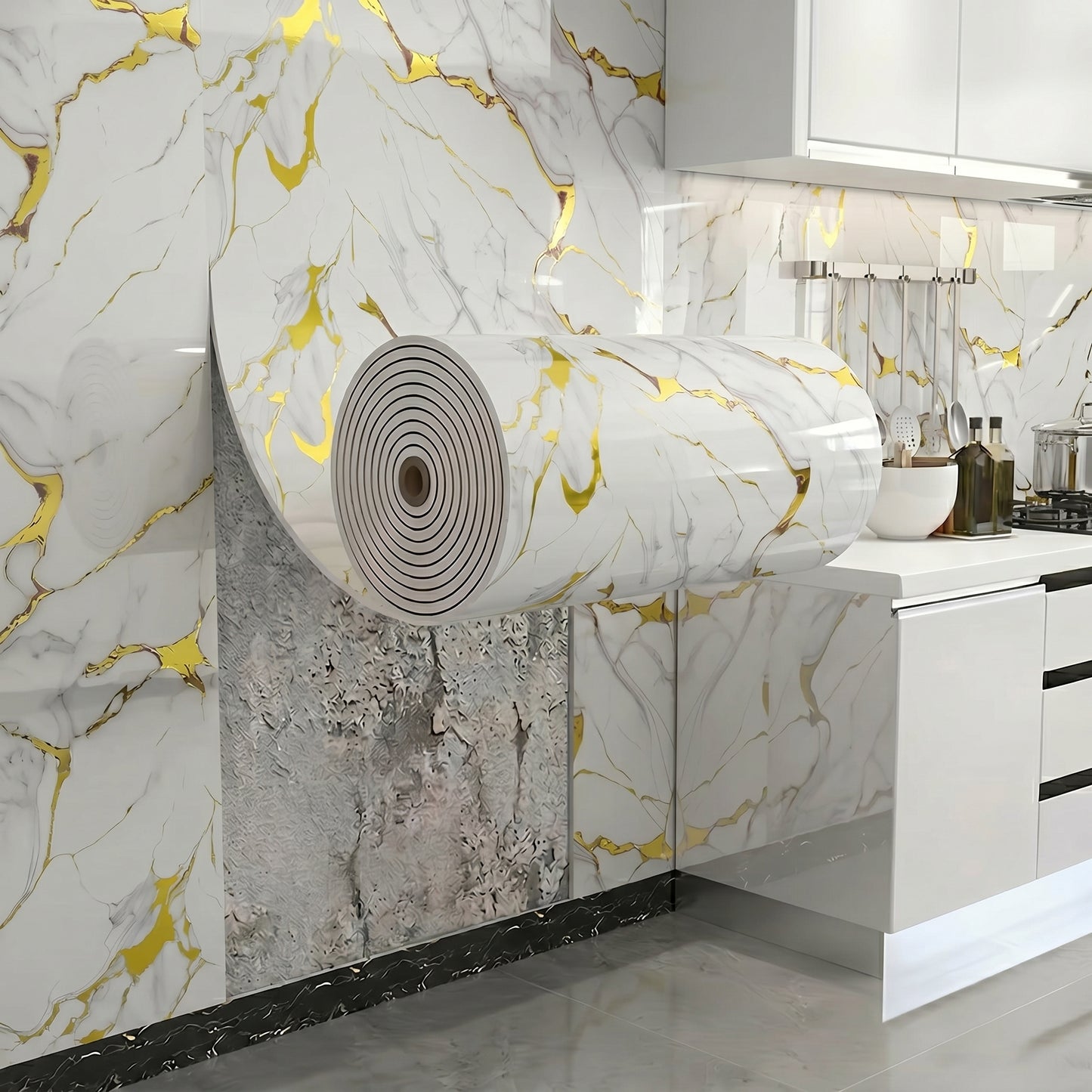 60 cm × 300 cm marble wallpaper; 40 cm × 300 cm 3D woodgrain pattern wall decals; removable decorative wallpaper; easy-to-peel wall decals for home décor