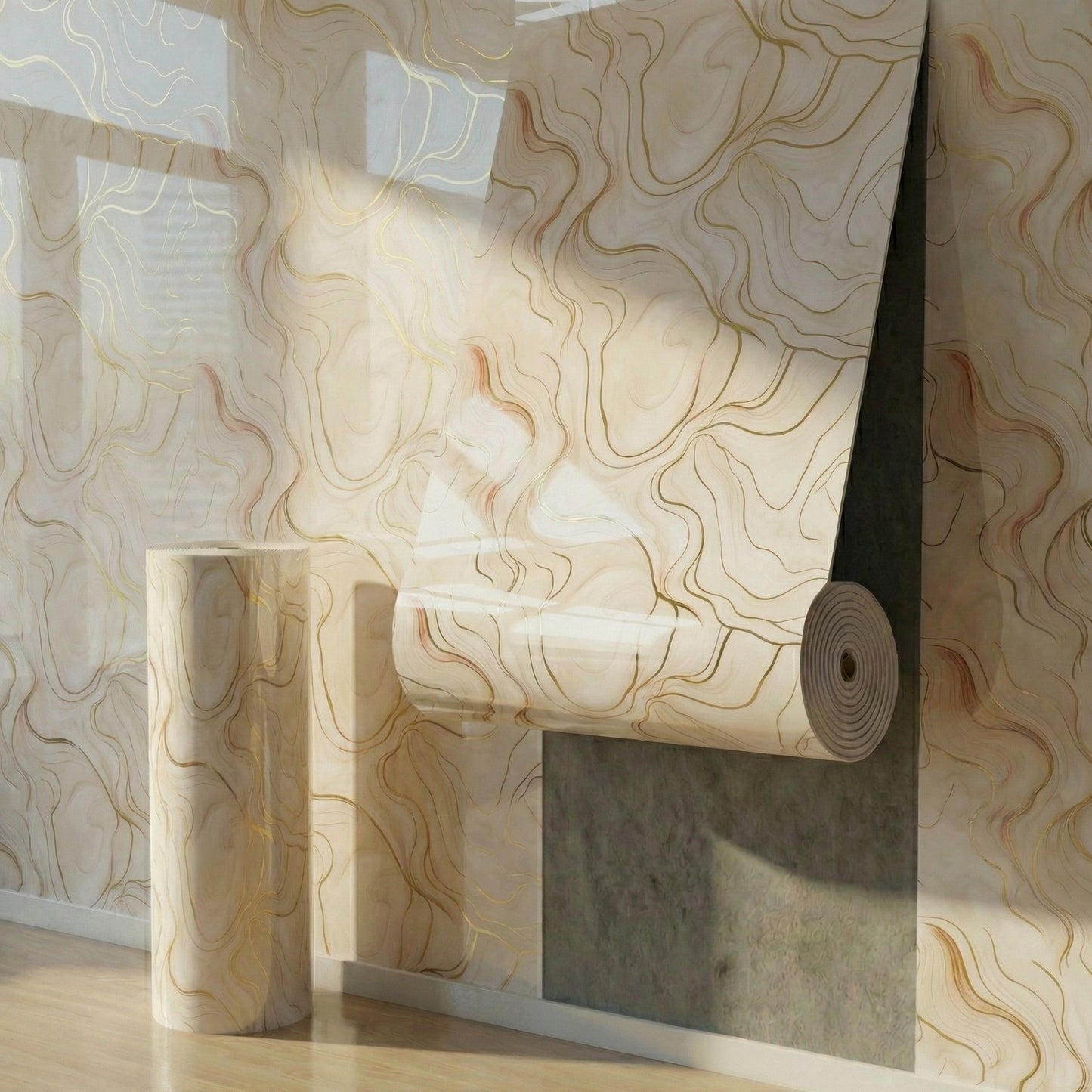 60cm x 300cm Marble-patterned Wall Decal Roll Removable Decorative Wallpaper for Home Renovation Easy-to-remove Stone Texture