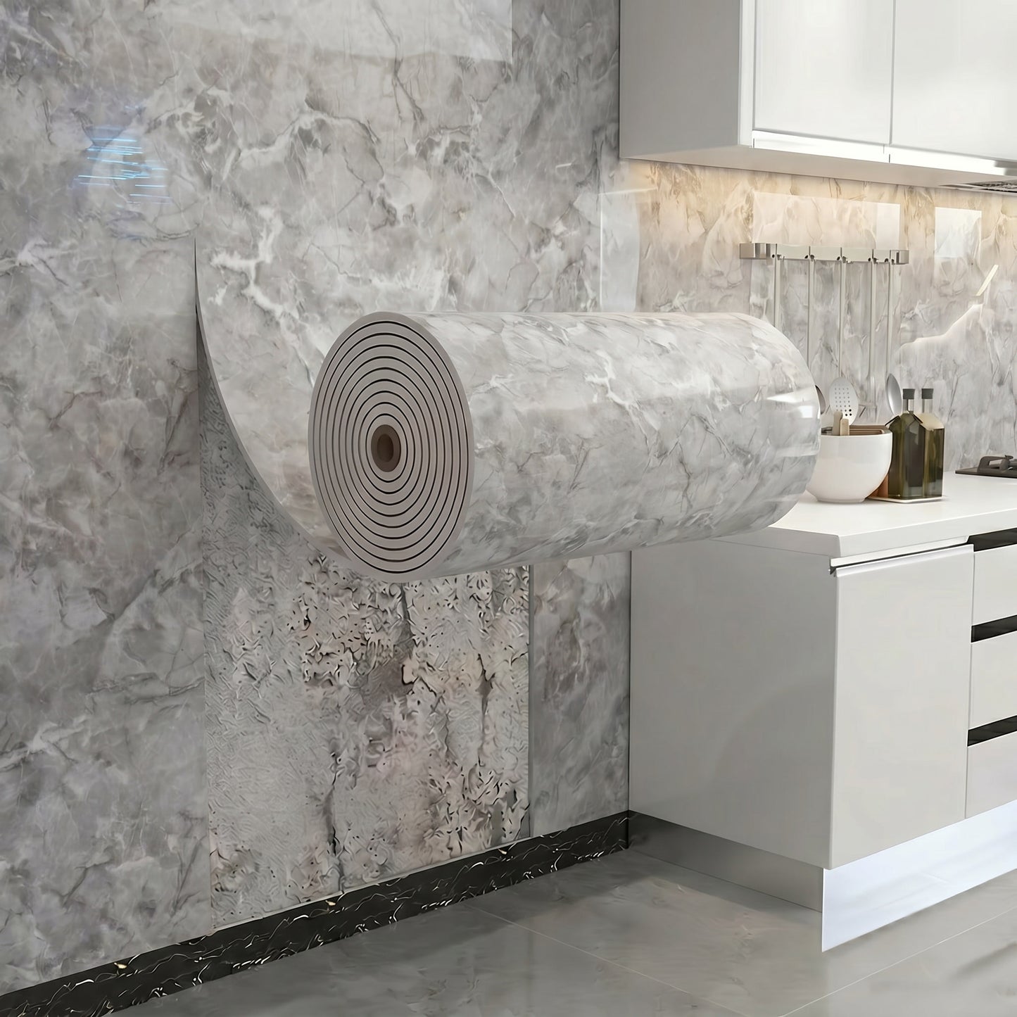 60 cm × 300 cm marble wallpaper; 40 cm × 300 cm 3D woodgrain pattern wall decals; removable decorative wallpaper; easy-to-peel wall decals for home décor