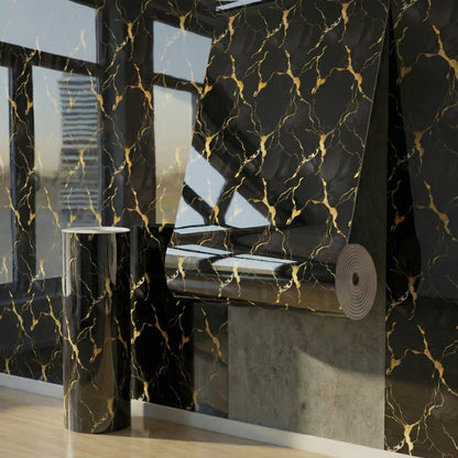 60cm x 300cm Marble-patterned Wall Decal Roll Removable Decorative Wallpaper for Home Renovation Easy-to-remove Stone Texture