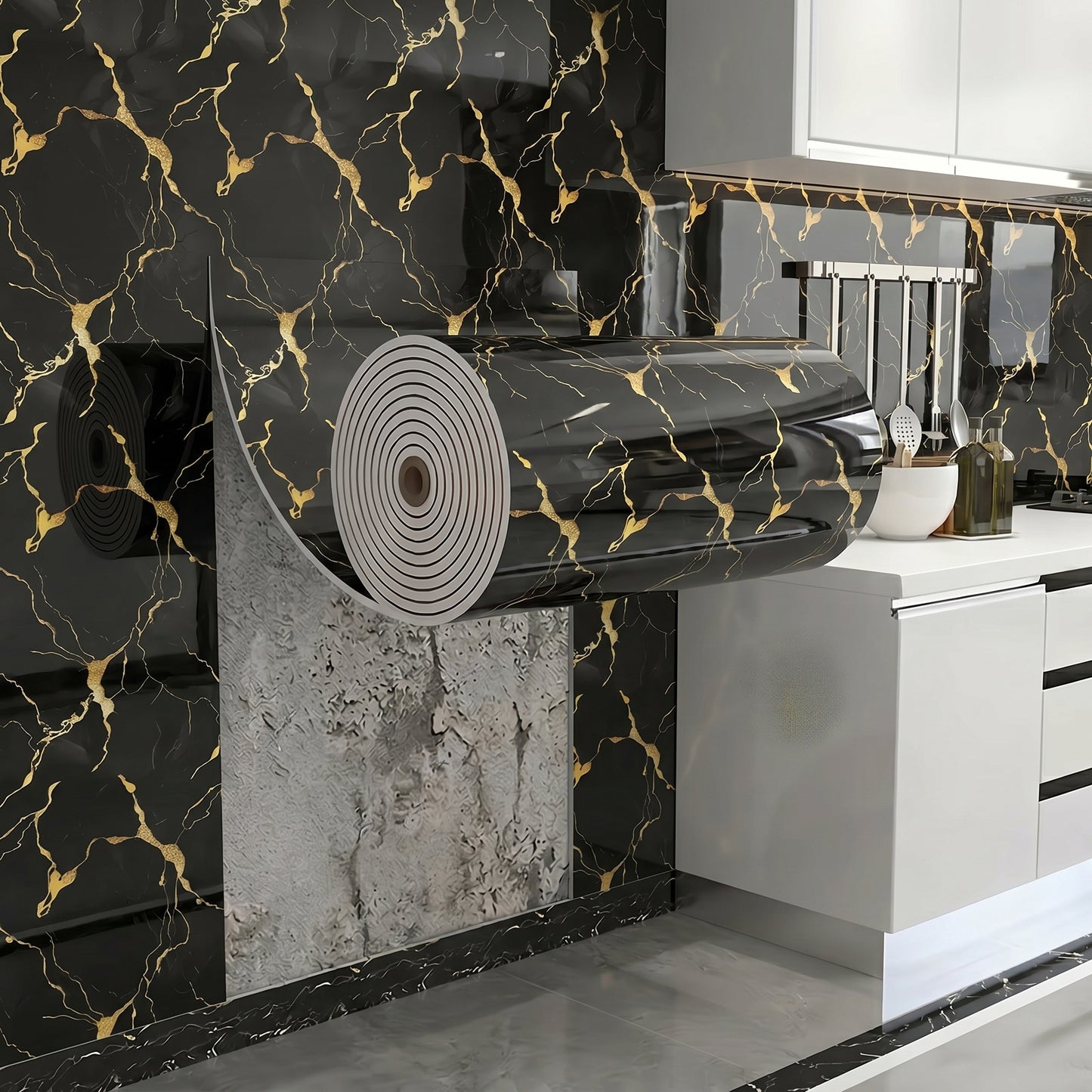 60 cm × 300 cm marble wallpaper; 40 cm × 300 cm 3D woodgrain pattern wall decals; removable decorative wallpaper; easy-to-peel wall decals for home décor