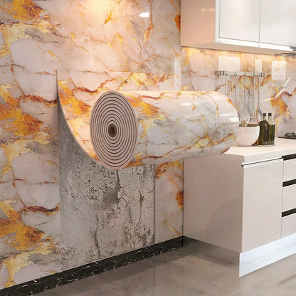Marble-patterned Wall Decal Roll 40 cm x 300 cm Removable Decorative Wallpaper with Stone-like Texture for Home Décor Easy to Remove and Apply