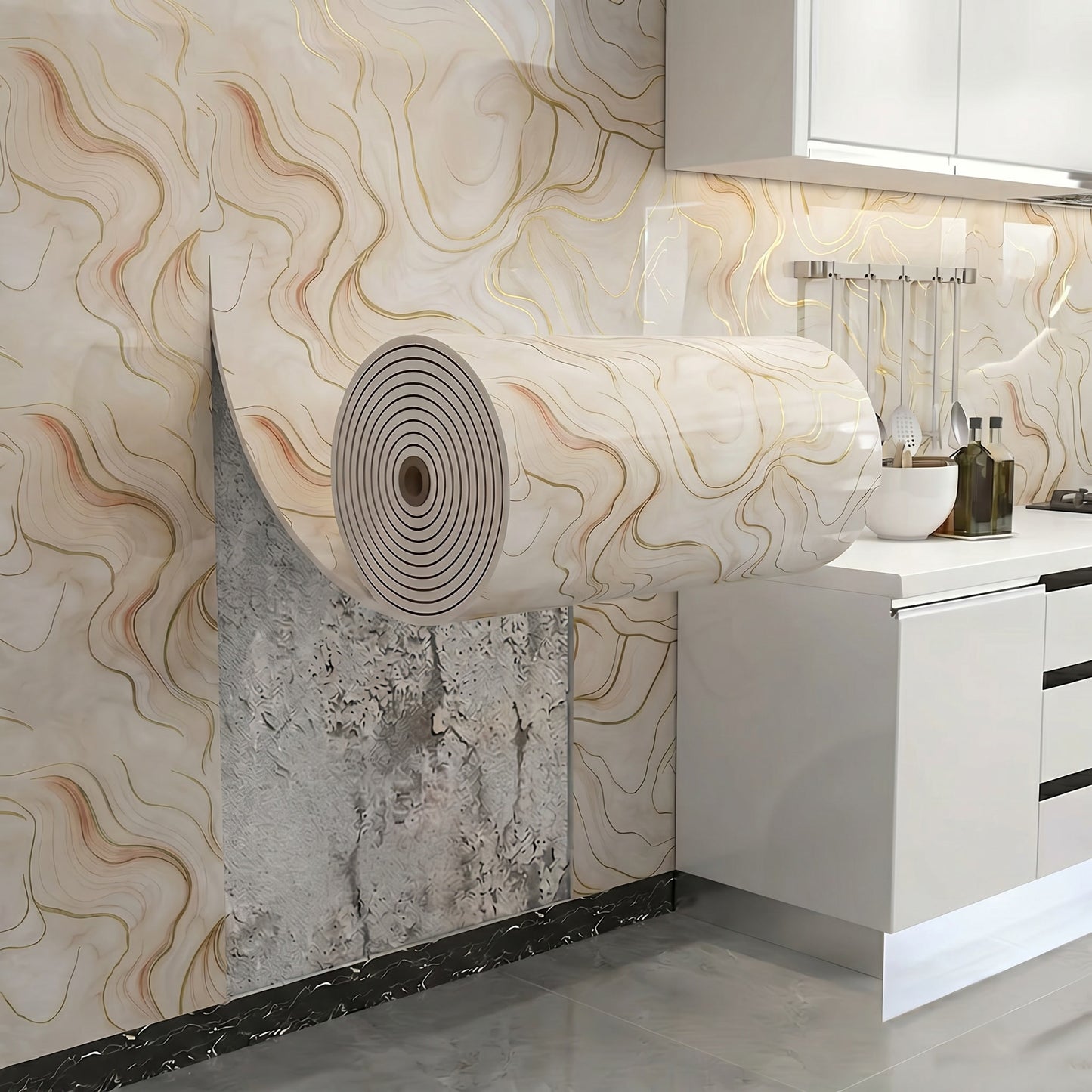 60 cm × 300 cm marble wallpaper; 40 cm × 300 cm 3D woodgrain pattern wall decals; removable decorative wallpaper; easy-to-peel wall decals for home décor