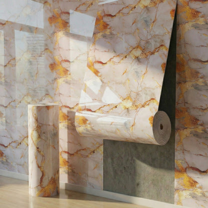 Marble-patterned Wall Decal Roll 40 cm x 300 cm Removable Decorative Wallpaper with Stone-like Texture for Home Décor Easy to Remove and Apply