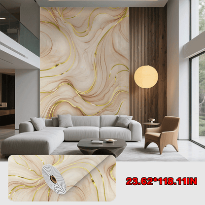60cm x 300cm Marble-patterned Wall Decal Roll Removable Decorative Wallpaper for Home Renovation Easy-to-remove Stone Texture