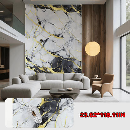 60cm x 300cm Marble-patterned Wall Decal Roll Removable Decorative Wallpaper for Home Renovation Easy-to-remove Stone Texture