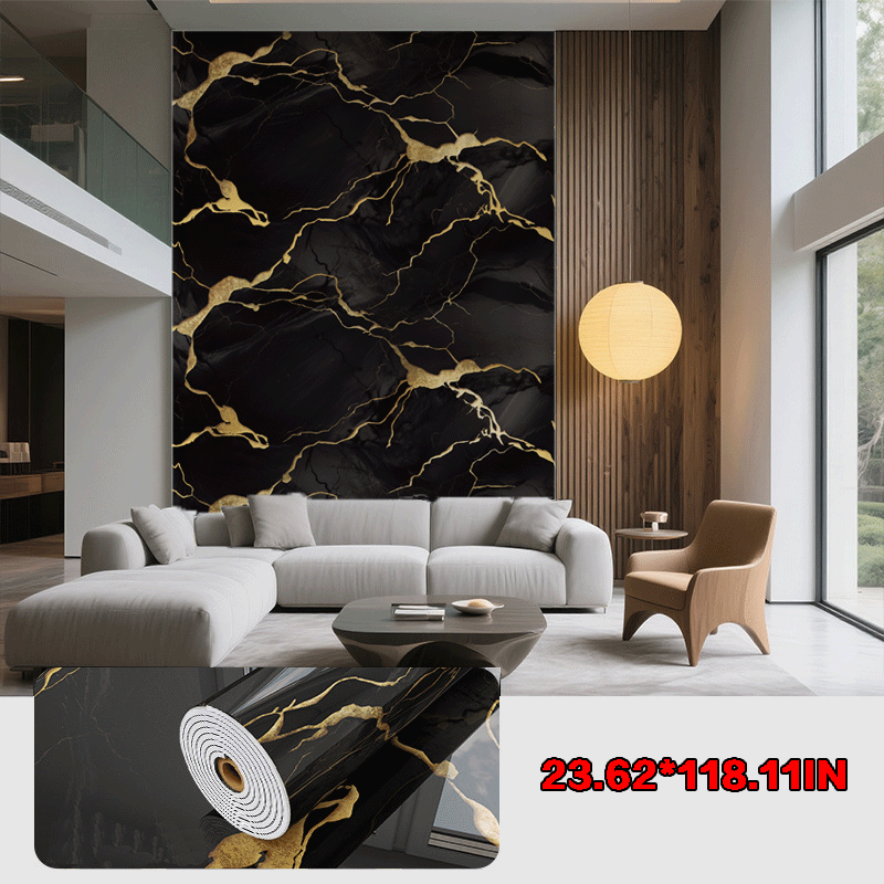 60cm x 300cm Marble-patterned Wall Decal Roll Removable Decorative Wallpaper for Home Renovation Easy-to-remove Stone Texture