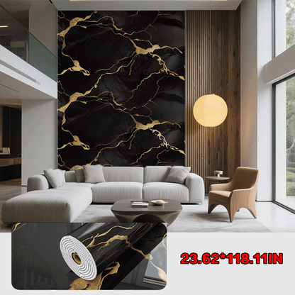 60cm x 300cm Marble-patterned Wall Decal Roll Removable Decorative Wallpaper for Home Renovation Easy-to-remove Stone Texture
